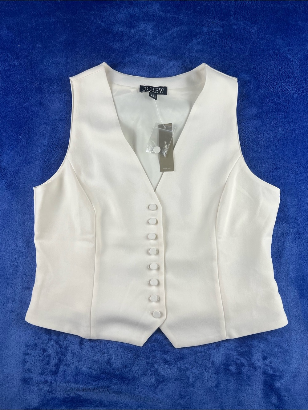 NWT J. Crew Slim Fit Tuxedo Vest City Crepe Ivory Size 6 Ivory Quiet Luxury